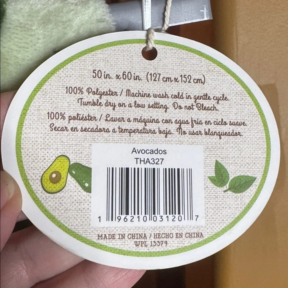 NWT RJ Home Avocado Plush Flannel Throw Blanket 50” x 60”